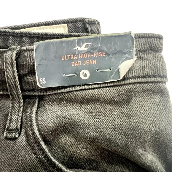 Hollister Ultra High-Rise Dad Jeans Black Straight Leg Thigh Slit Jeans Size 26 - Picture 7 of 7